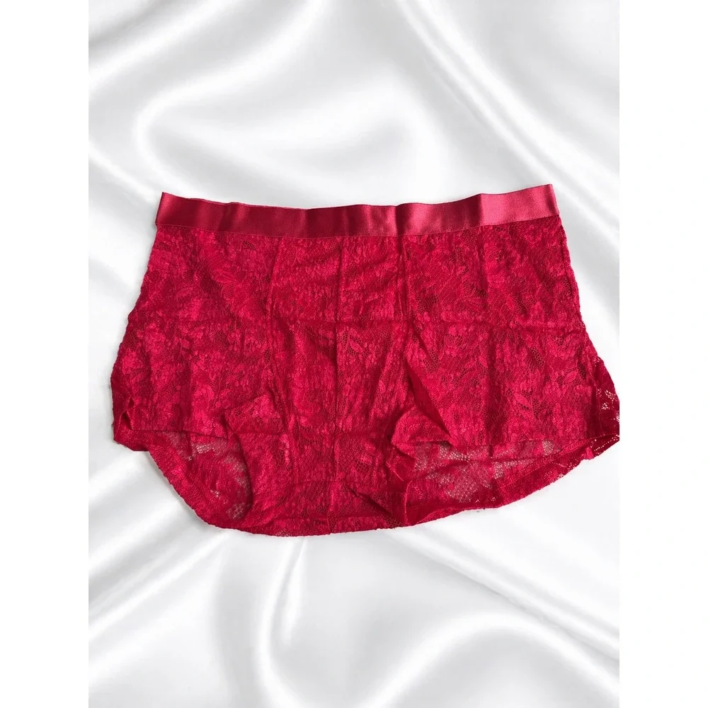 Cosabella Never Say Never Lace Trunk‎ Shorts Red size XL NWT